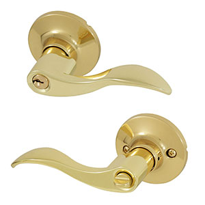Honeywell Wave Entry Door Lever, Polished Brass
