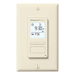 Honeywell Home Solar 7-Day Programmable Light Switch Timer, Almond