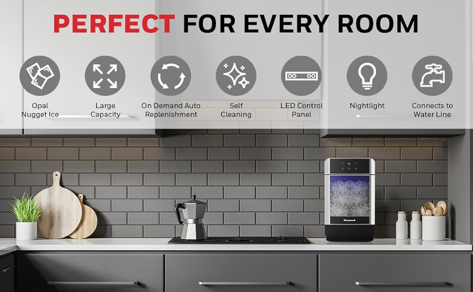Kitchen counter ice maker with water line