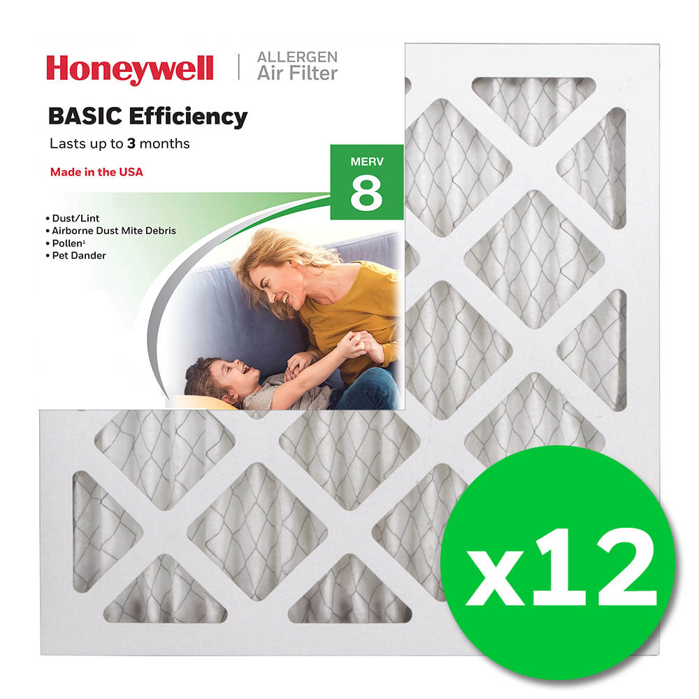 Honeywell 14x14x1 Standard Efficiency Allergen MERV 8 Air Filter, 12 Pack