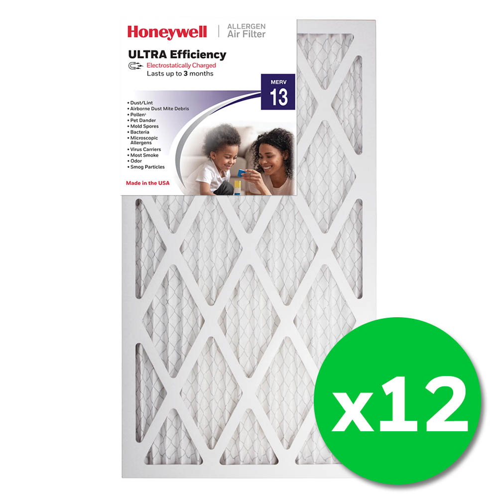 Honeywell 14x25x1 Ultra Efficiency Allergen MERV 13 Air Filter, 12 Pack