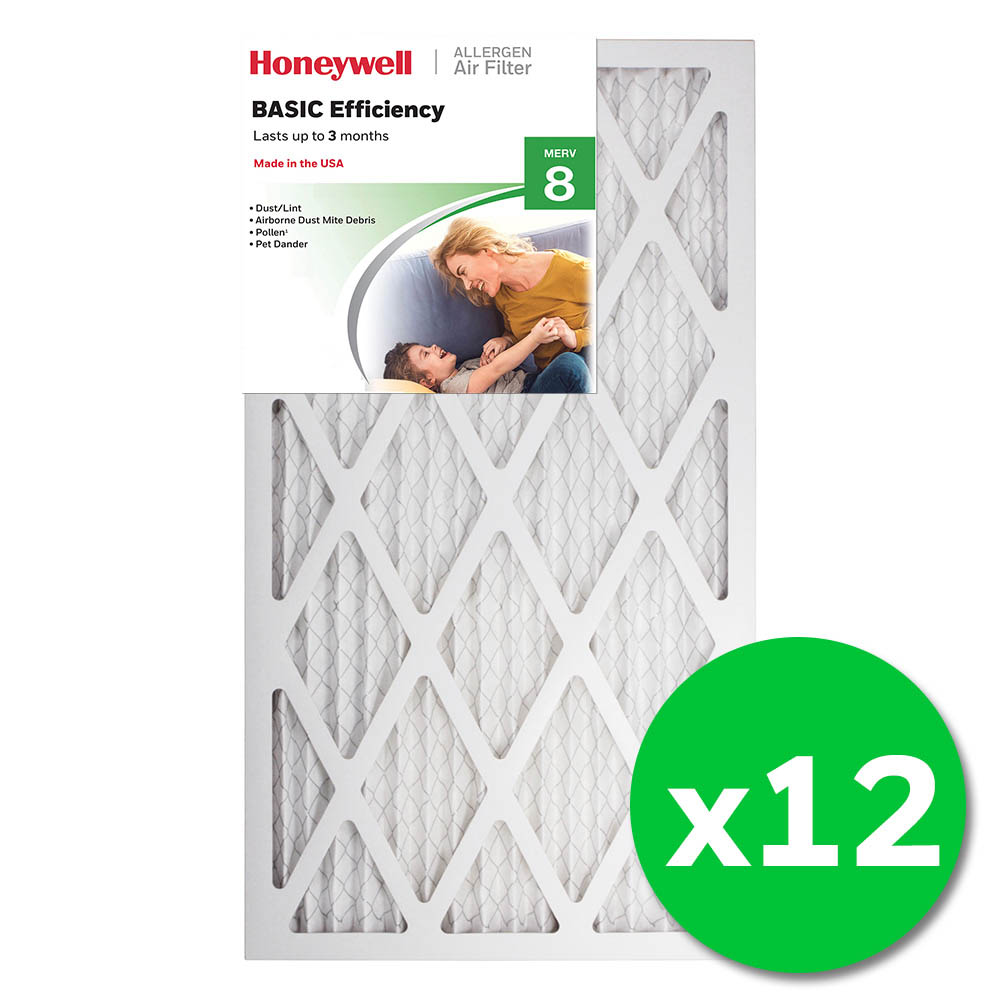 Honeywell 14x25x1 Standard Efficiency Allergen MERV 8 Air Filter, 12 Pack