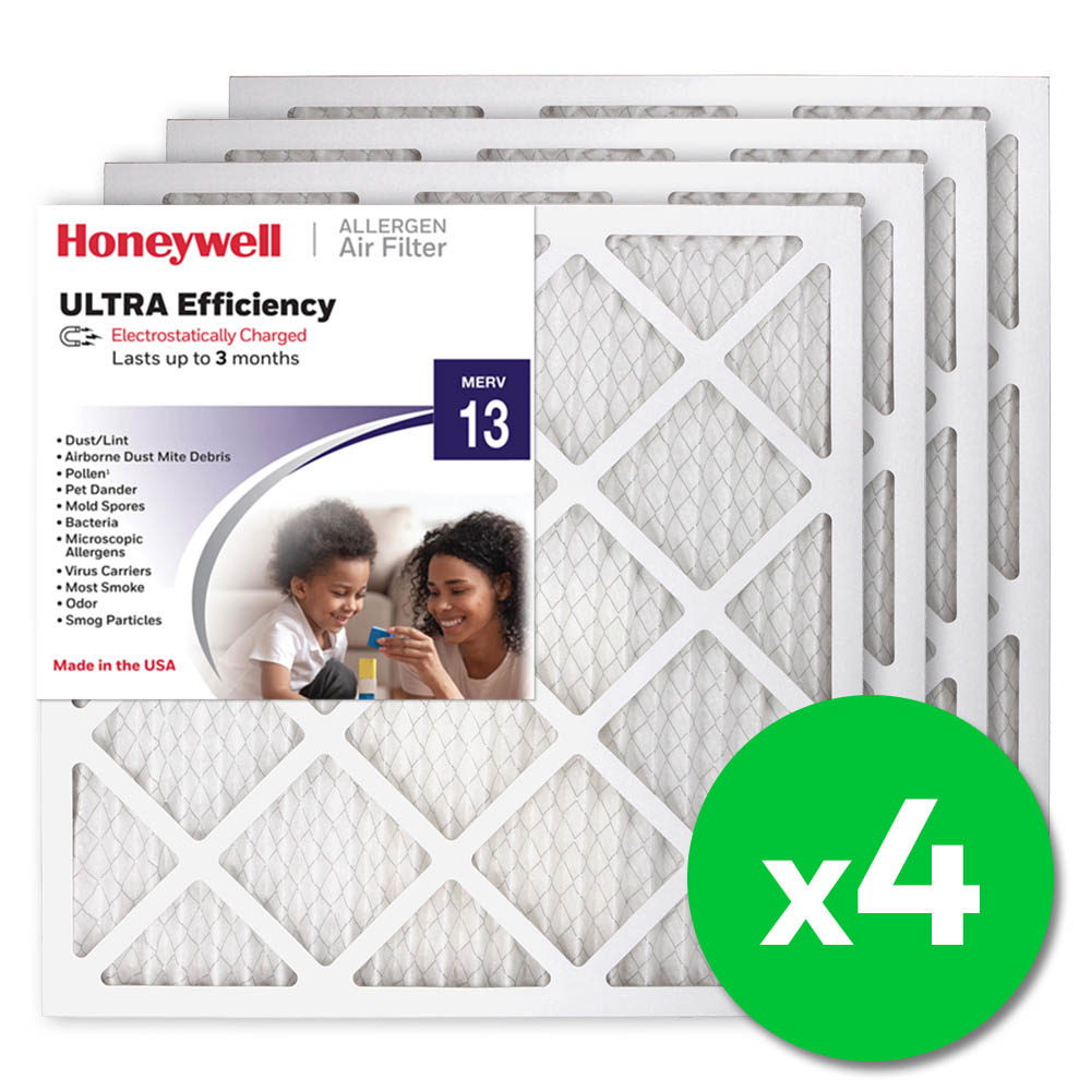 Honeywell 20x20x1 Ultra Efficiency Allergen MERV 13 Air Filter, 4 Pack