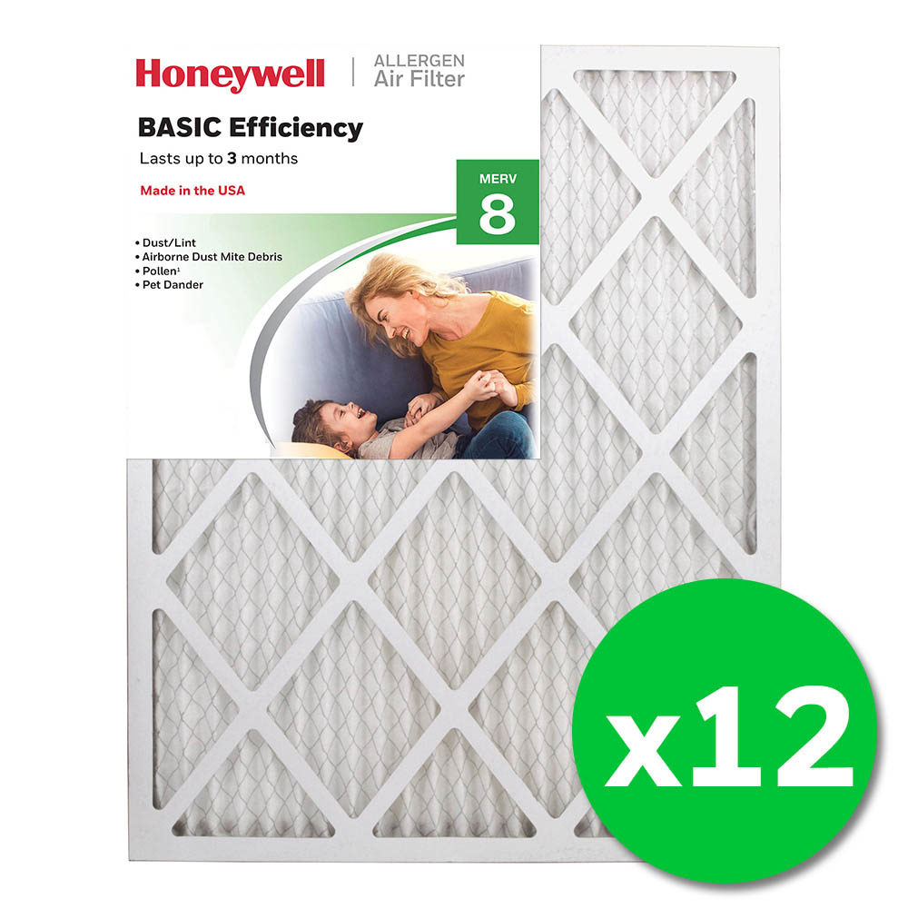 Honeywell 20x25x1 Standard Efficiency Allergen MERV 8 Air Filter - 12 Pack