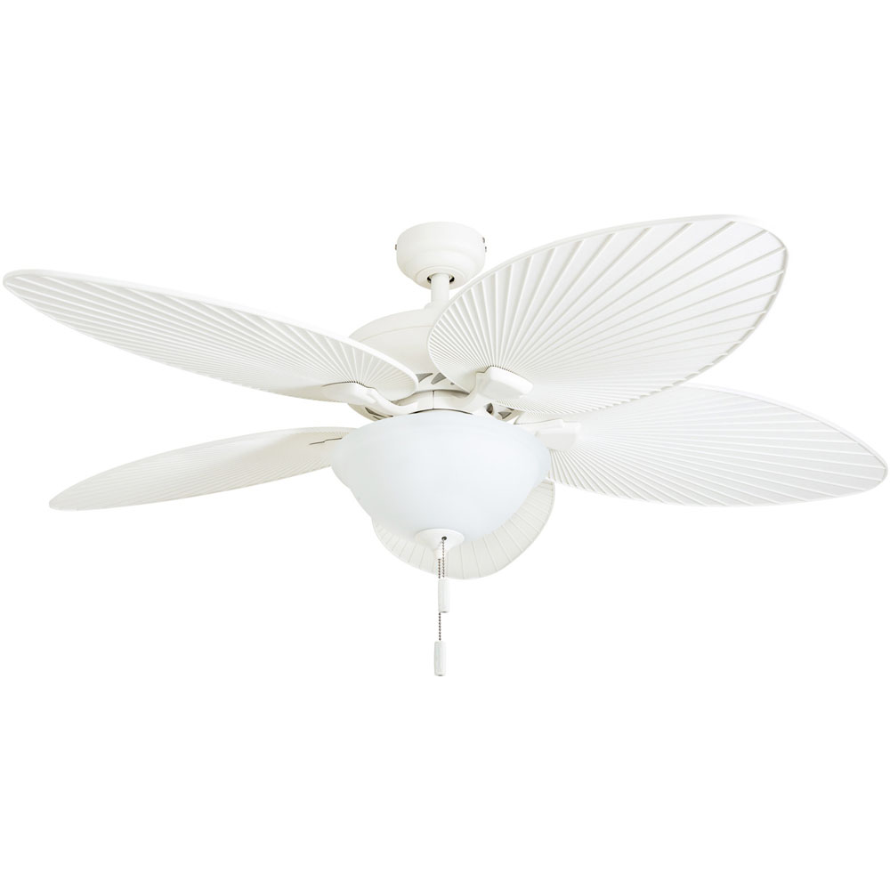 Honeywell Palm Island 52 Inch White Tropical Led Ceiling Fan With Light Palm Leaf Blades 50508 03