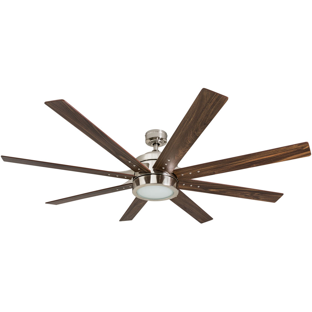 Honeywell Xerxes 62-Inch Brushed Nickel LED Remote Control Ceiling Fan, 8 Blade, Integrated Light - 50608-03