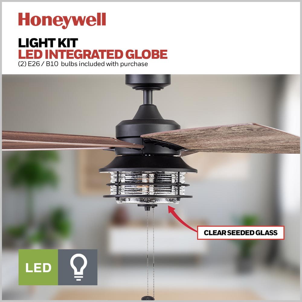 Honeywell Foxhaven Farmhouse Ceiling Fan Matte Black