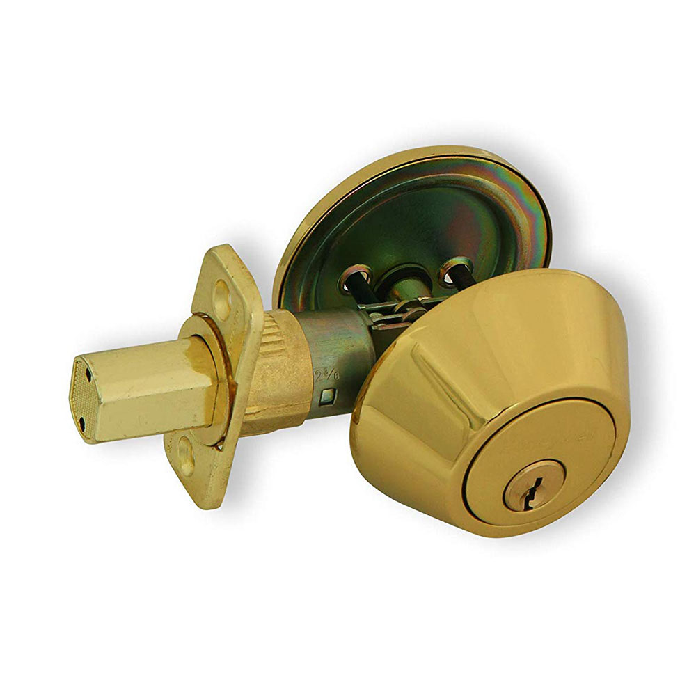 Honeywell Single Cylinder Deadbolt, Polished Brass, 8111009