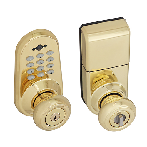 Honeywell Digital Door Lock Entry Knob with Remote in Polished Brass, 8632001