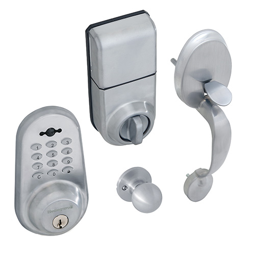 Honeywell Digital Door Knob Handleset Lock with Remote in Satin Chrome, 8632307