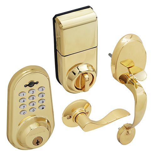 Honeywell Digital Door Lever Handleset Lock with Remote in Polished Brass, 8634007