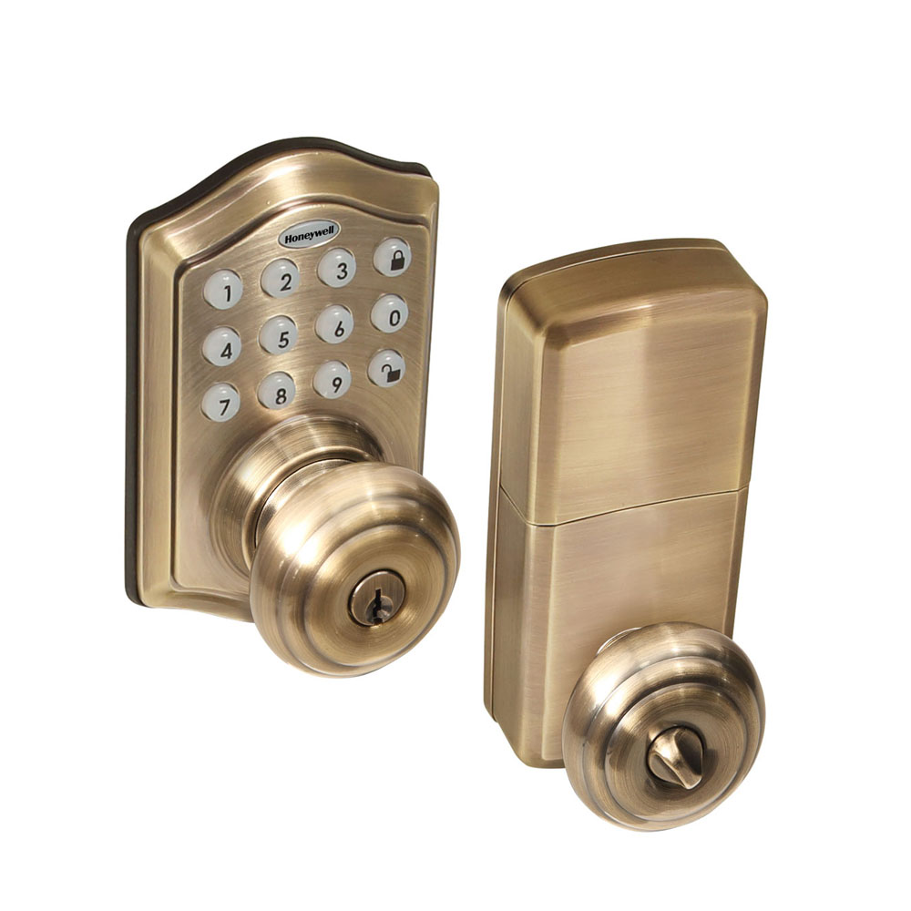 Honeywell 8732101 Electronic Entry Knob Door Lock Antique Brass