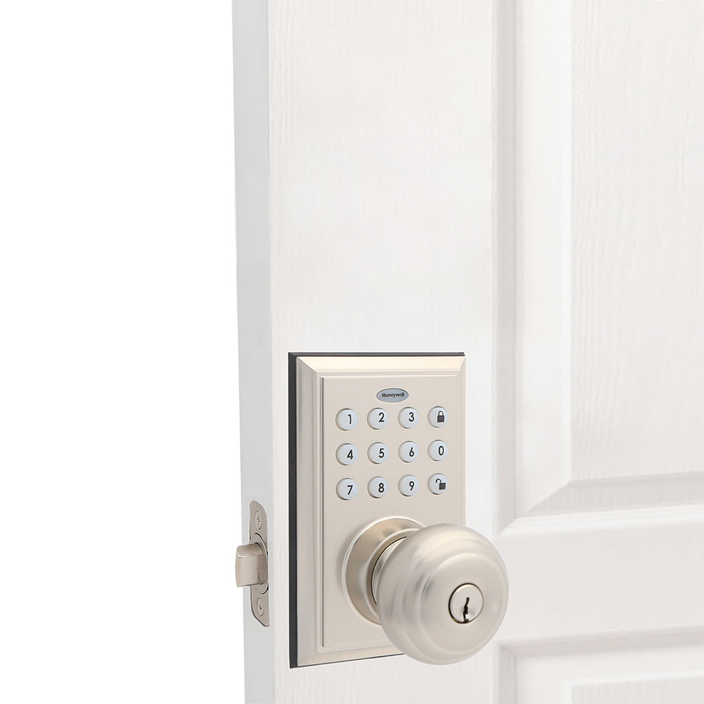 Honeywell Bluetooth Enabled Digital Door Knob Lock With Keypad, Satin Nickel, 8832301S
