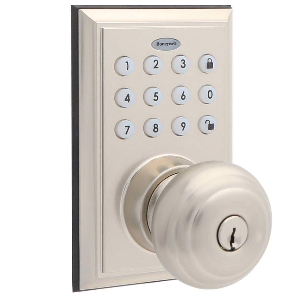 Honeywell Bluetooth Enabled Digital Door Knob Lock With Keypad, Satin  Nickel, 8832301S