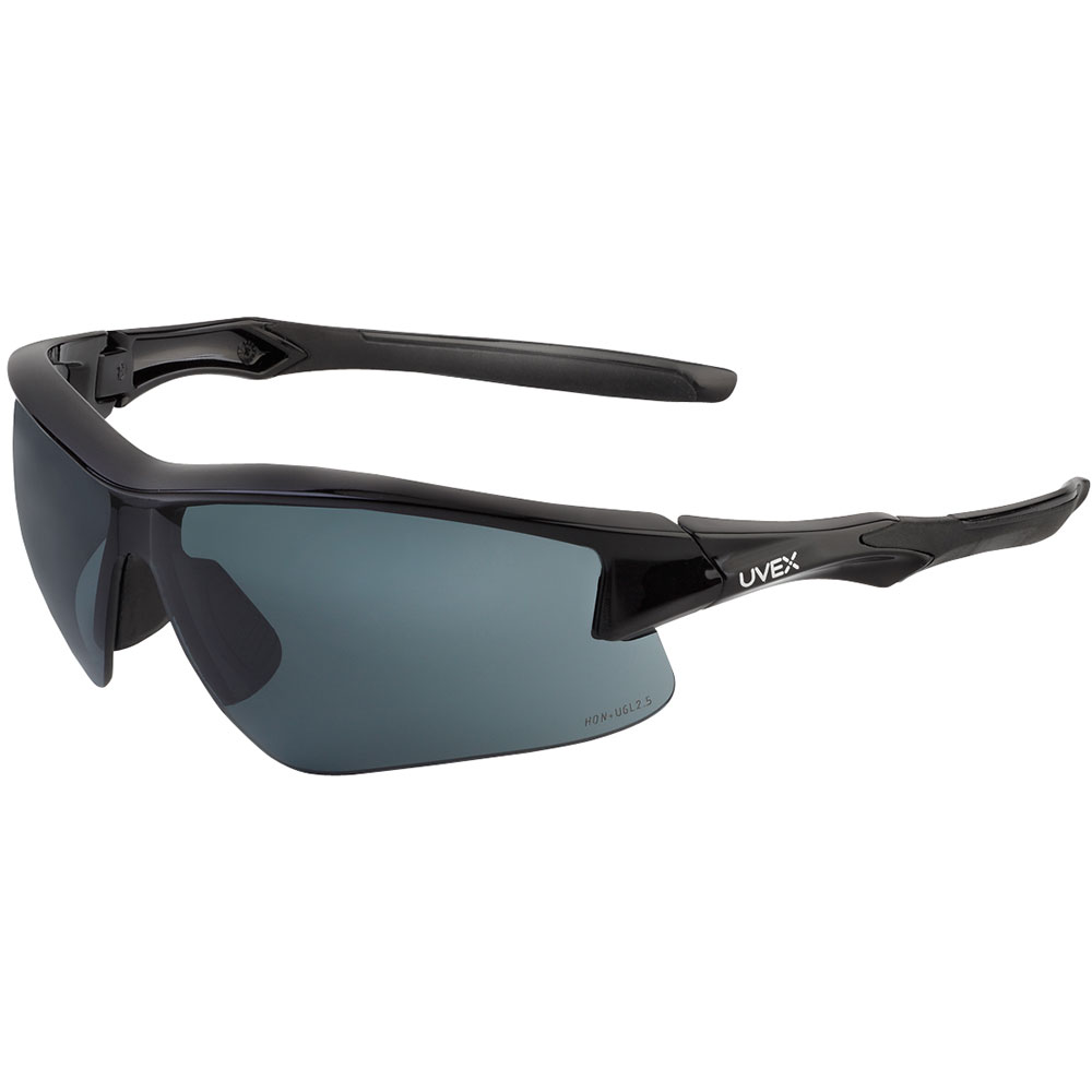 Uvex by Honeywell Acadia Safety Sun Glasses, Black Frame Gray Tint Uvextreme Plus AF - RWS-51085