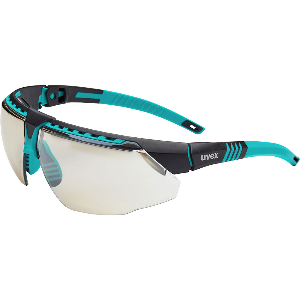 UVEX by Honeywell Avatar Adjustable Safety Glasses with Hardcoat Anti-Scratch Coating, Standard, Teal/Black - S2884
