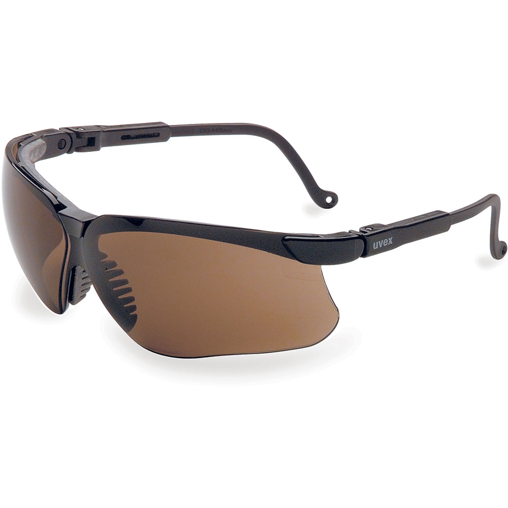 UVEX by Honeywell Genesis Series Safety Eyewear with Black Frame, Espresso Lens and Hydro Shield Anti-Fog Lens Coating - S3201HS