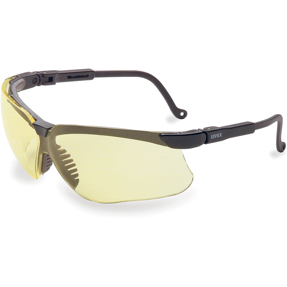 UVEX by Honeywell Genesis Safety Eyewear, Black Frame, Amber UV Extreme Anti-Fog Lens - S3202X