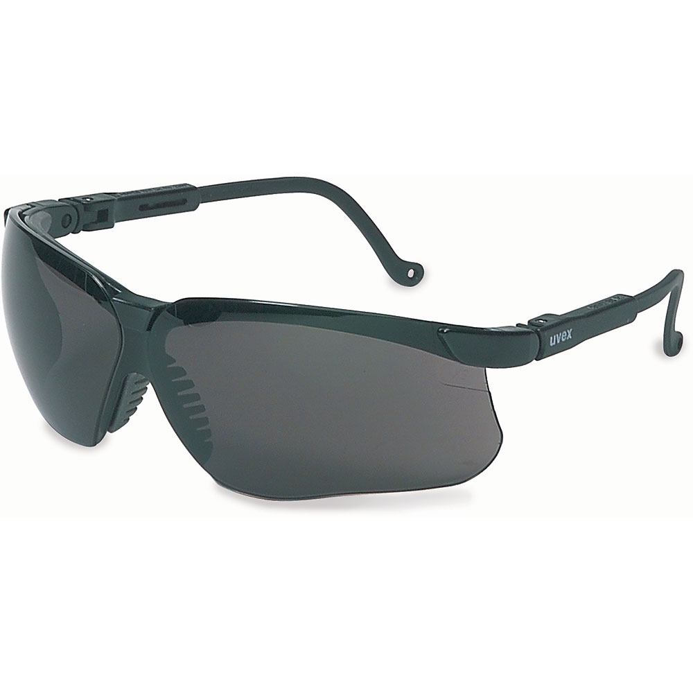 UVEX by Honeywell Genesis Safety Glasses, Black Frame, with Dark Gray HydroShield Anti-Fog Lens - S3212HS