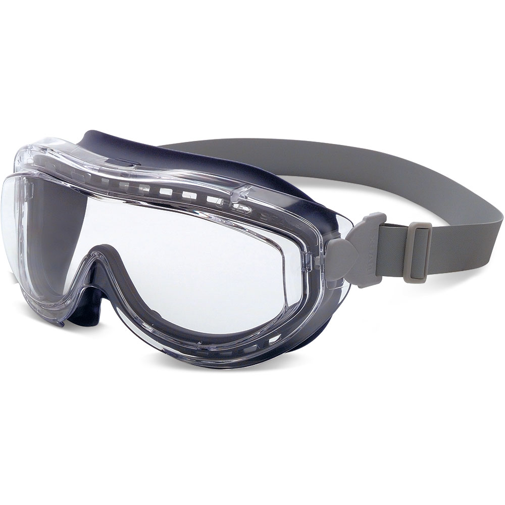 UVEX by Honeywell Flex Seal Indirect Vent Over The Glasses Goggles with Blue Low Profile Frame And Clear Uvextreme Anti-Fog Lens - S3400X