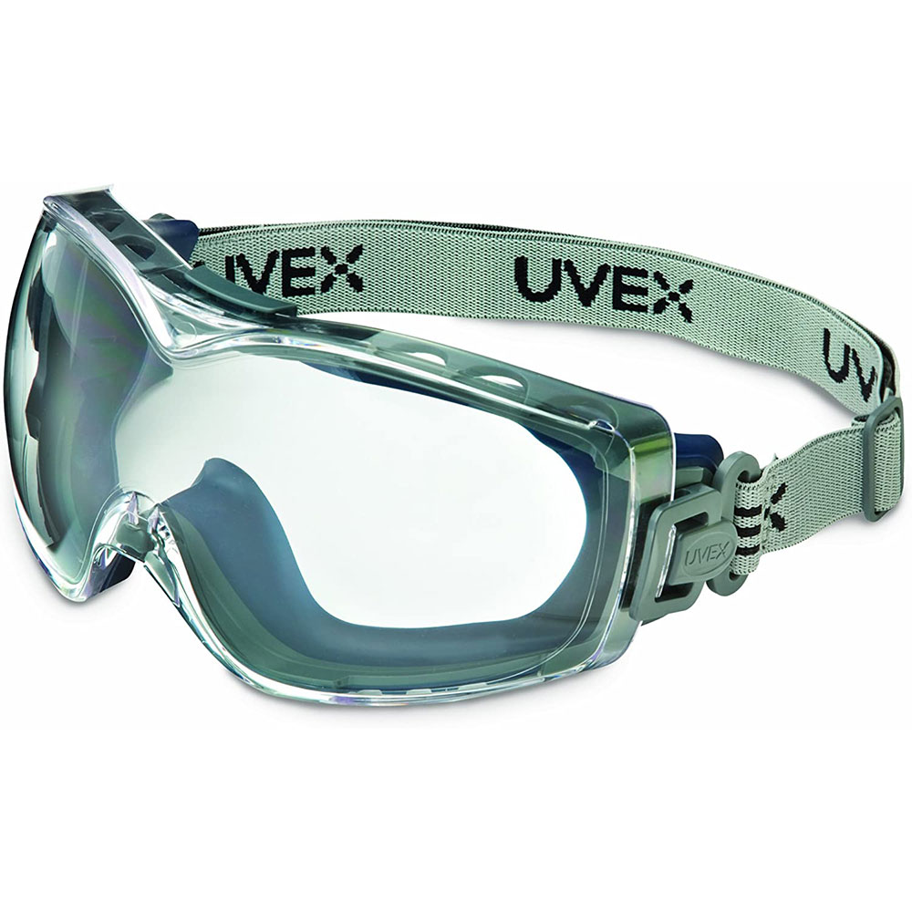 Uvex by Honeywell Stealth OTG Goggles Navy Body Clear Lens Tint HydroShield AF Coating Fabric Headband - S3970HSF