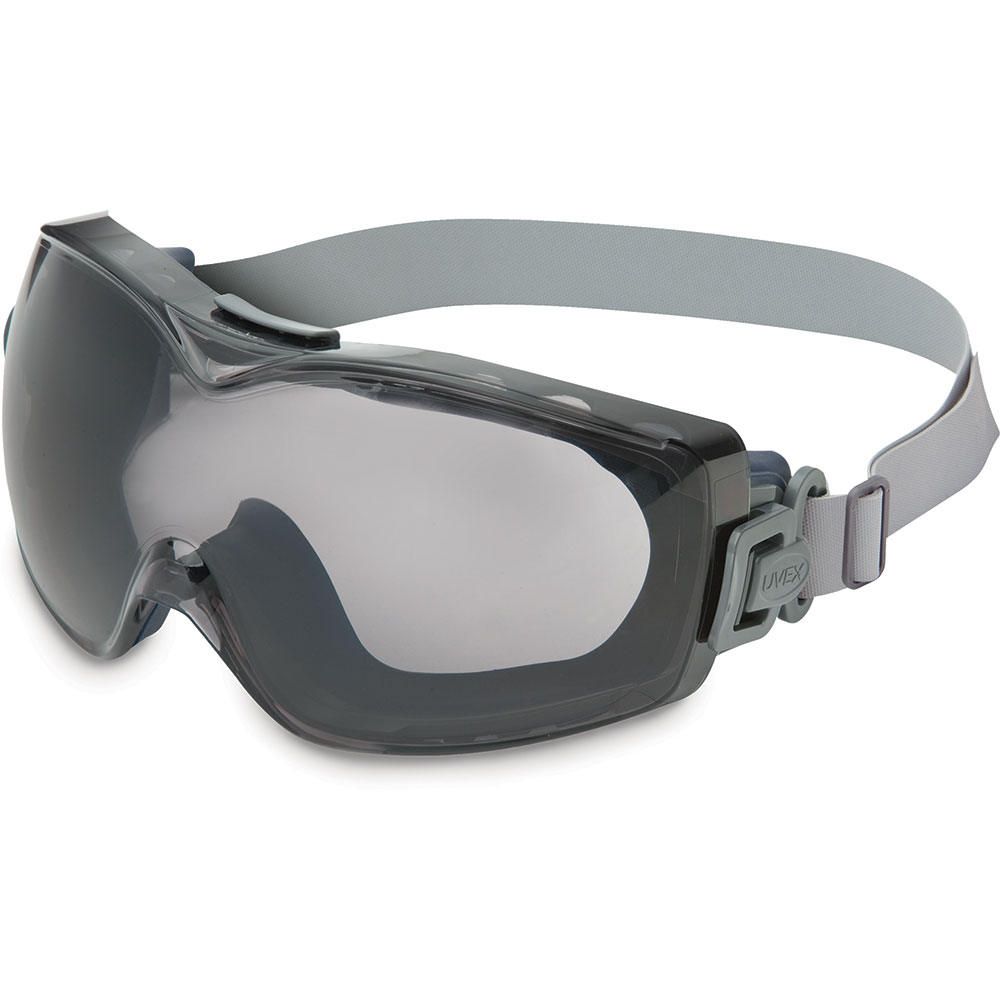 UVEX by Honeywell Stealth OTG Goggles Navy Body Gray Lens Tint HydroShield AF Coating Neoprene Headband - S3971HS