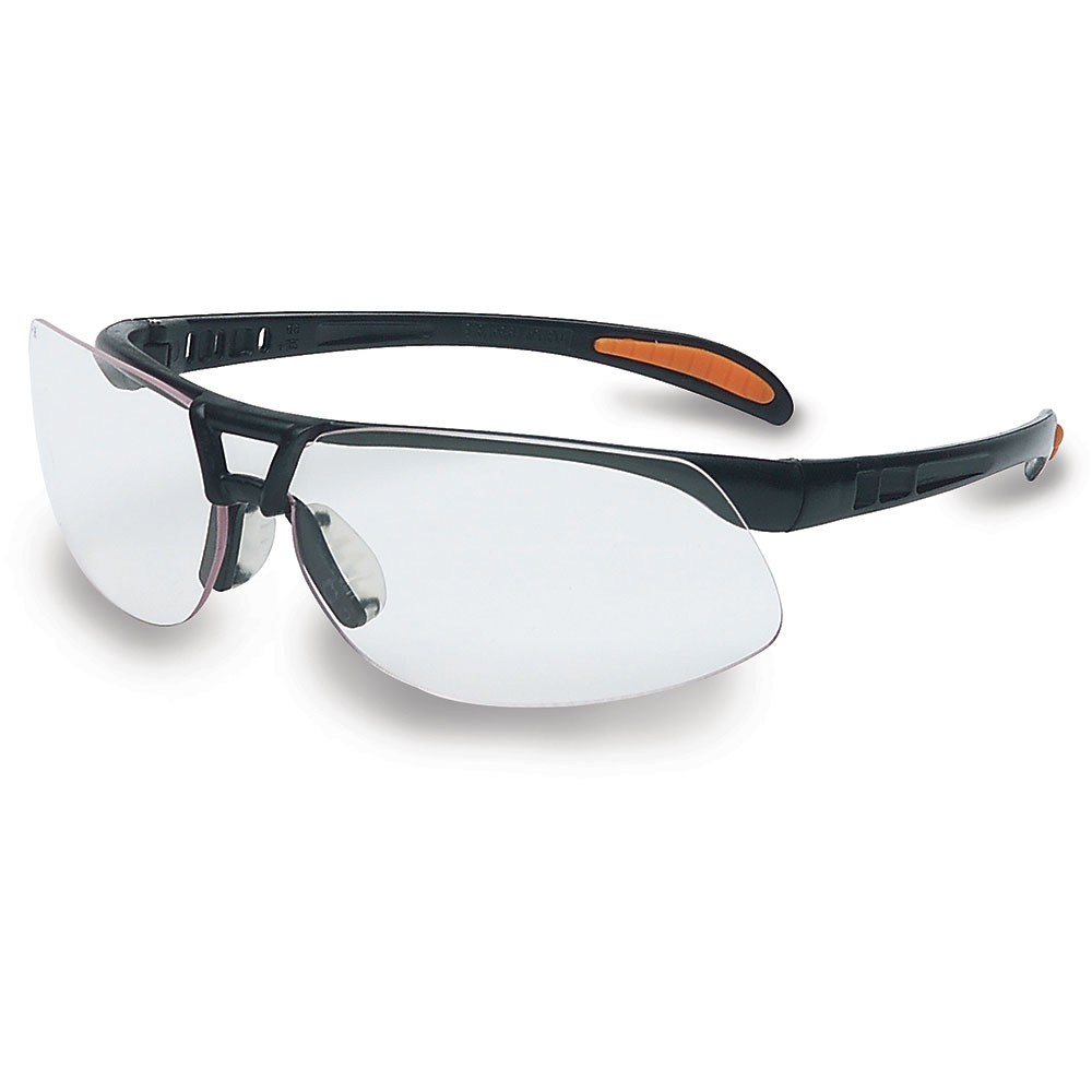 Uvex by Honeywell Protege Safety Glasses with Black Frame, Clear Lens and Hydro Shield Anti-Fog Lens Coating - S4200HS