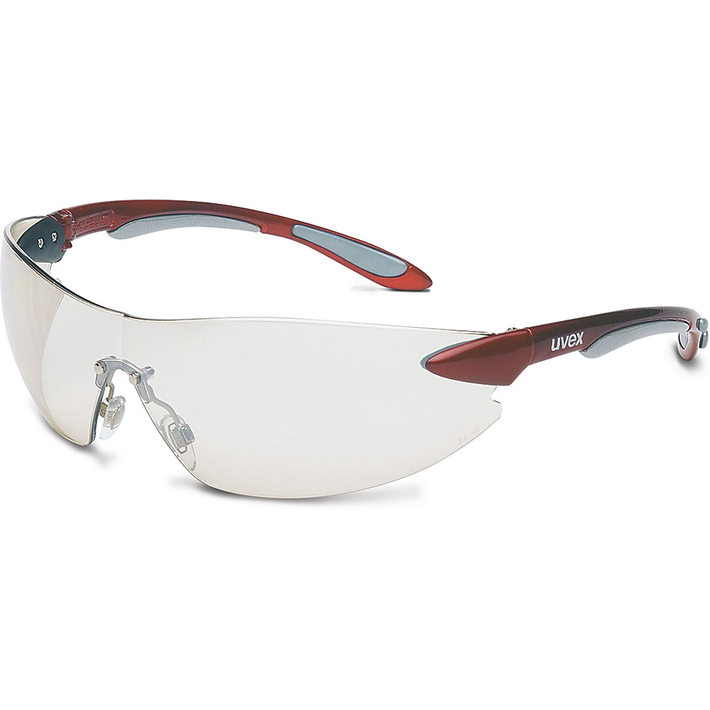 Uvex by Honeywell Ignite Safety Glasses: Wraparound Frame, Frameless, Unisex Gray, Red - S4412