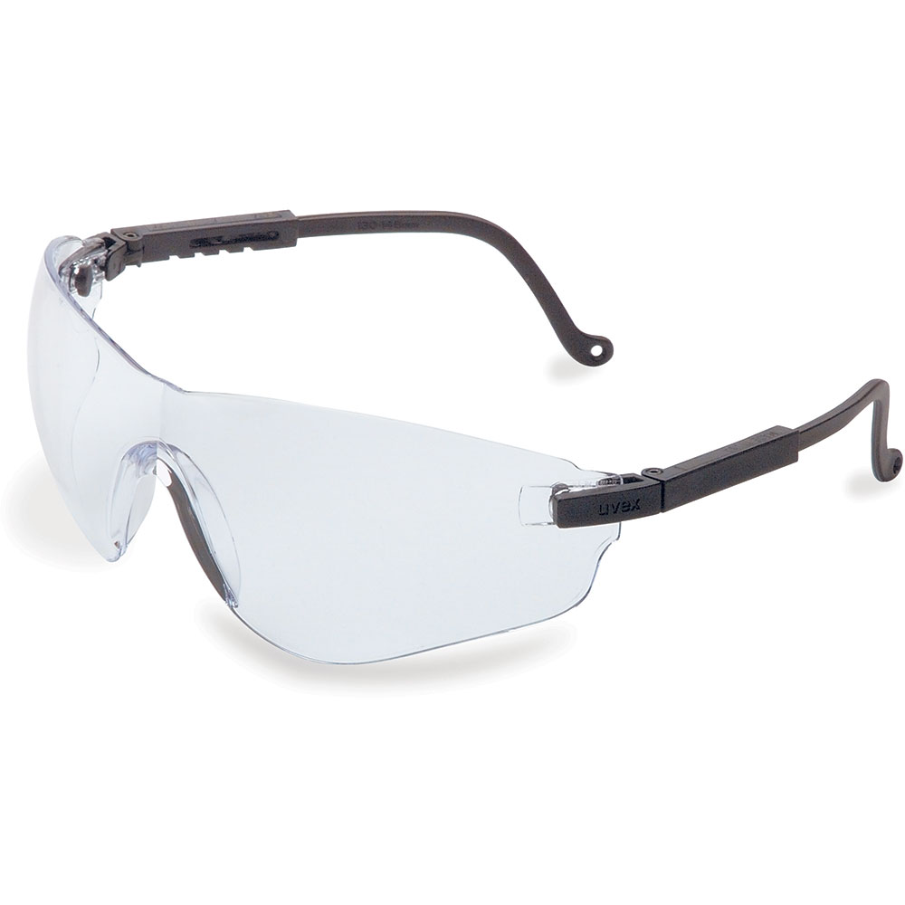 UVEX by Honeywell Falcon Black Silver Safety Glasses with Clear Anti-Scratch/Hard Coat Lens - S4500