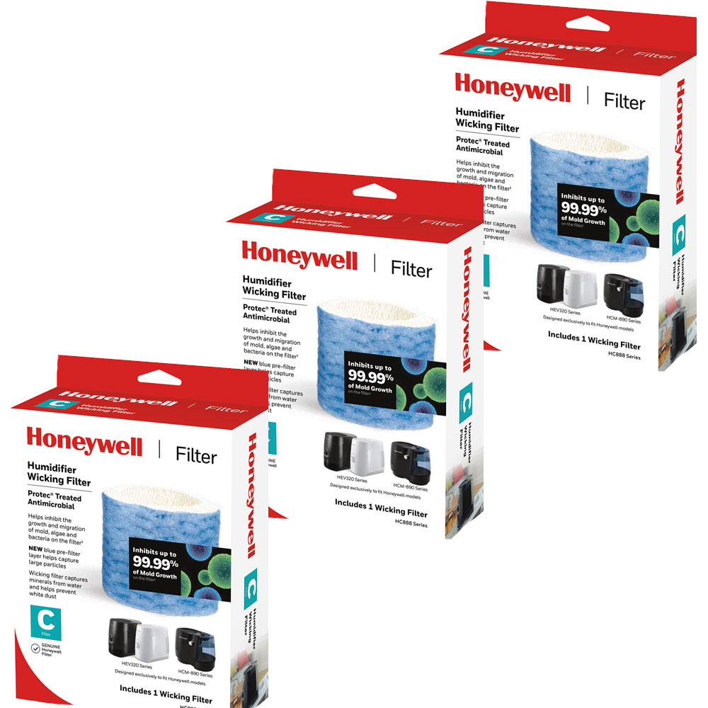 3 Pack Bundle of Honeywell Replacement Humidifier Filters C, HC-888