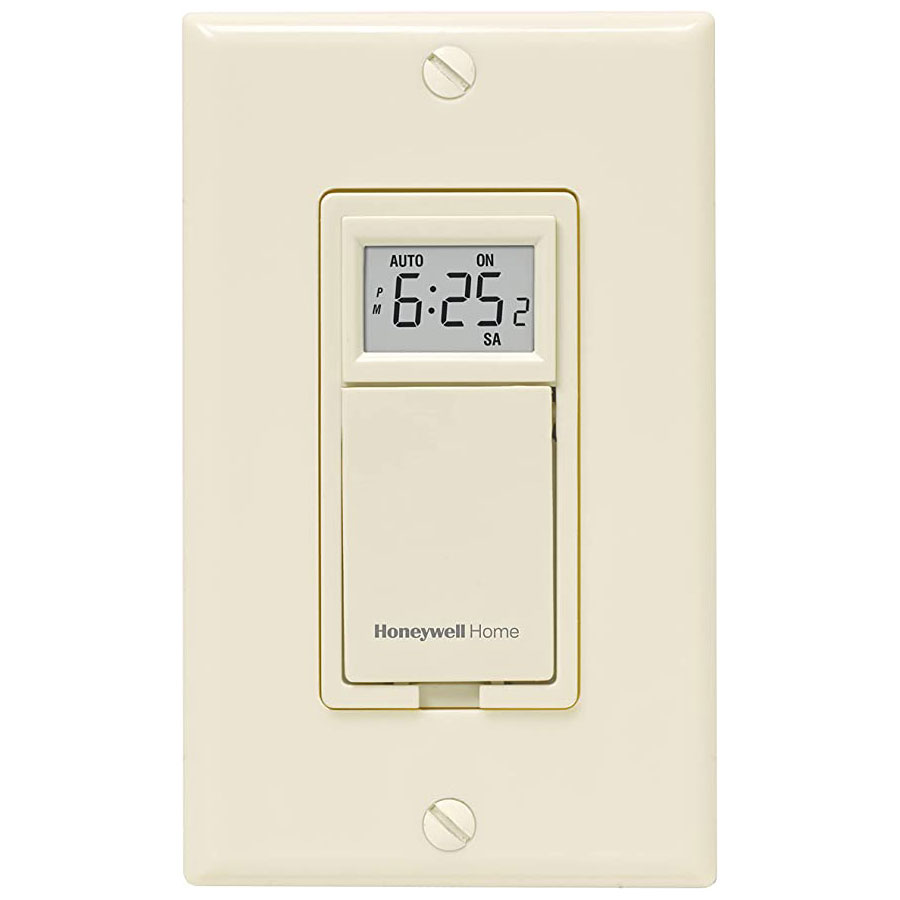 Honeywell Home Programmable Light Switch Timer, 40 Watt Minimum Lights Only - RPLS531A, Almond