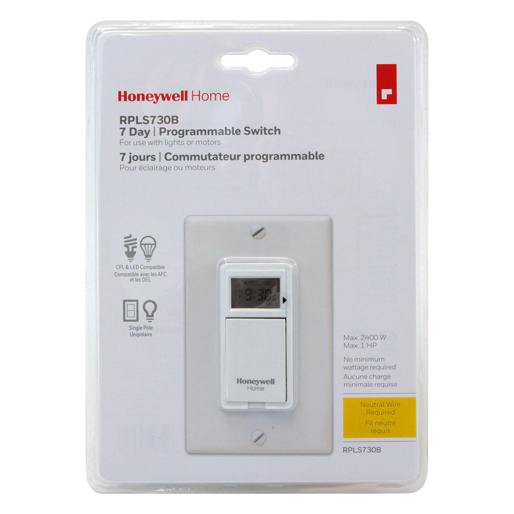 Honeywell PLS550A1006 EconoSwitch Programmable Timer Switch White 