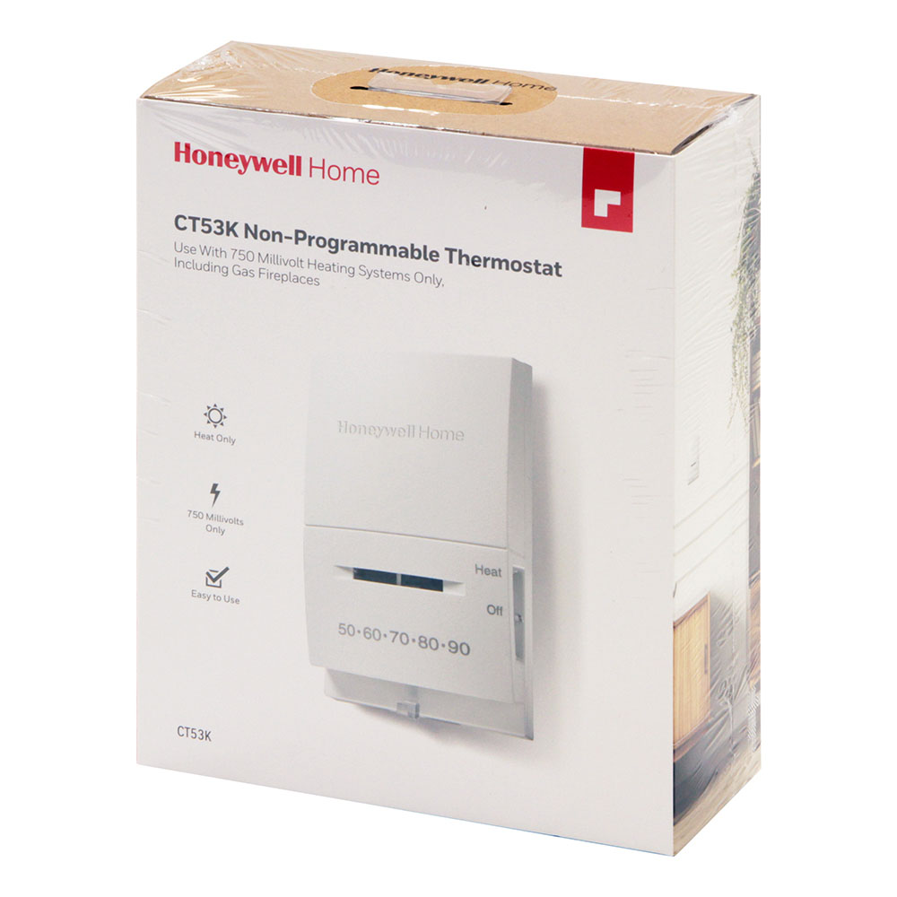 Honeywell YCT53K1003 Standard Millivolt Heat Manual Thermostat, White