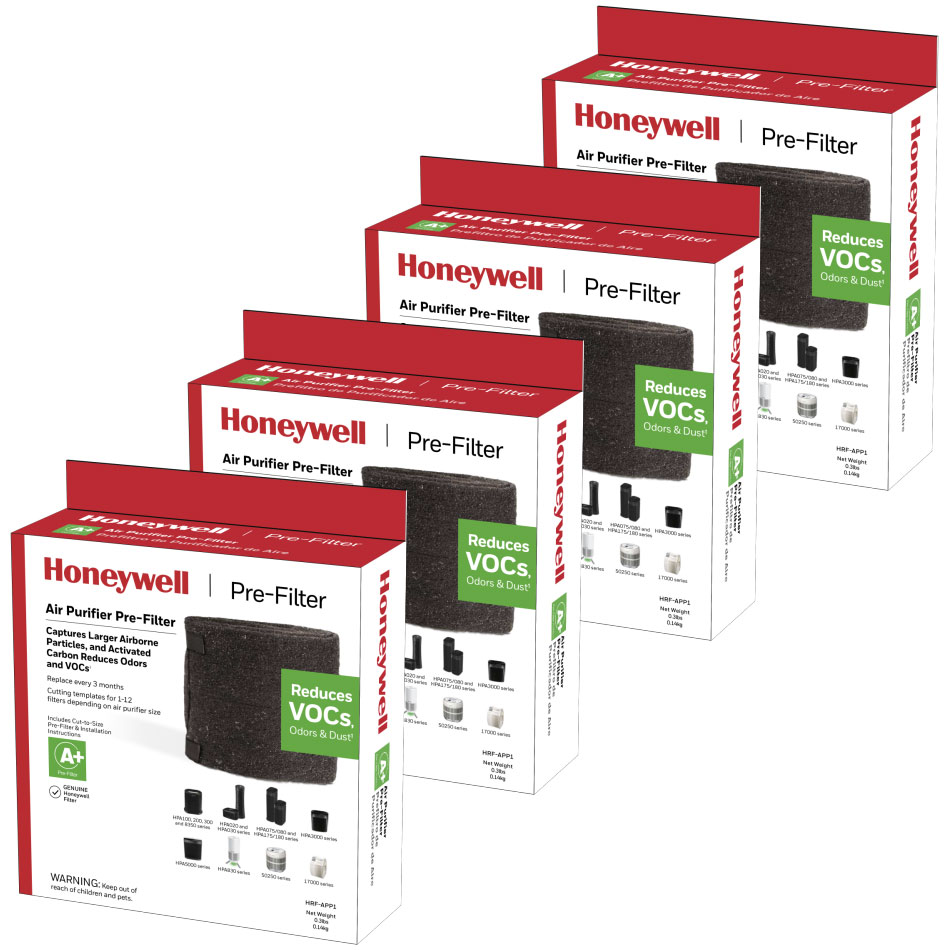 4 Pack of Honeywell Filter A Household Odor and Gas Reducing Universal Pre-filters