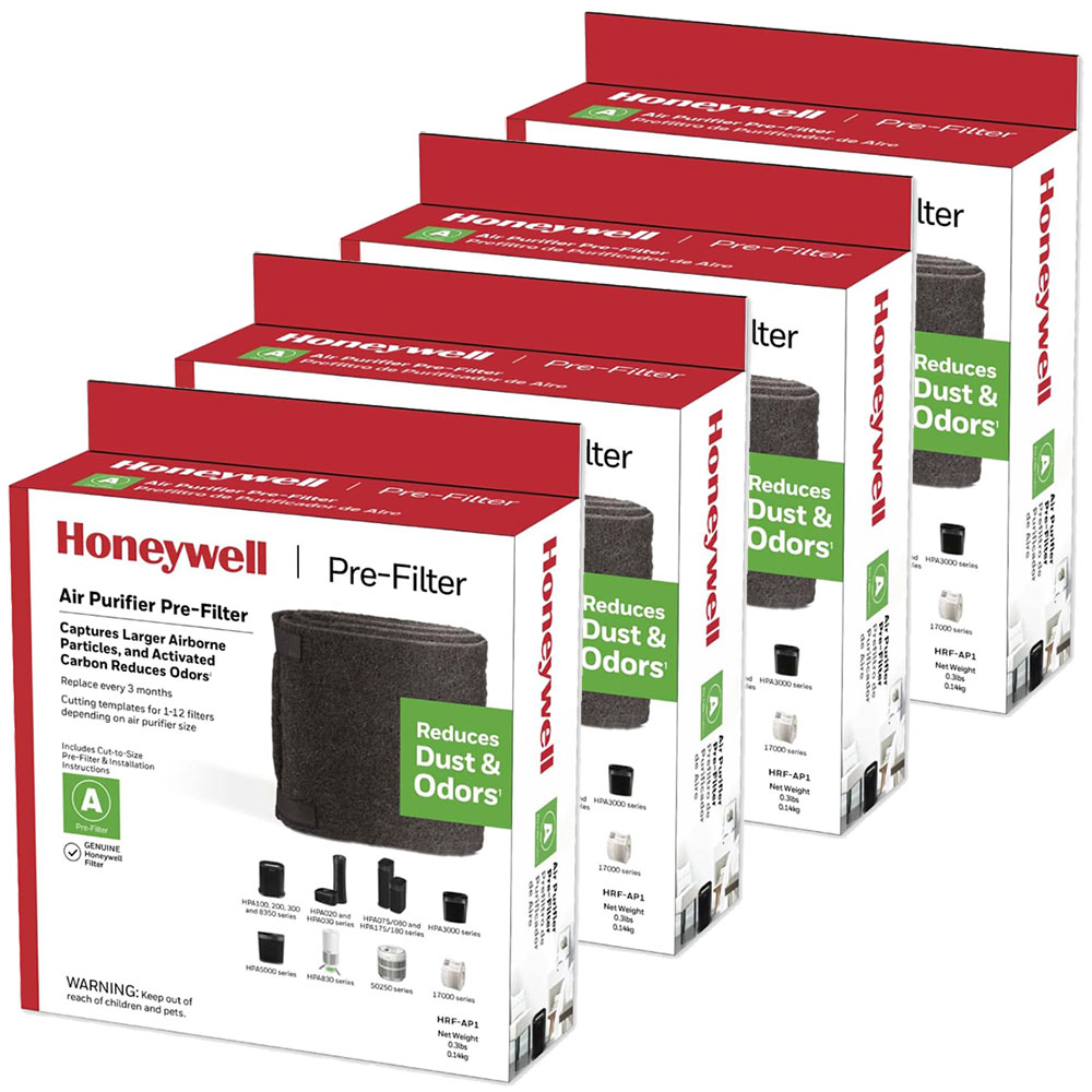 4 Pack Bundle of Honeywell Filter A Universal Carbon Pre-filter, HRF-AP1 (Replaces 38002)