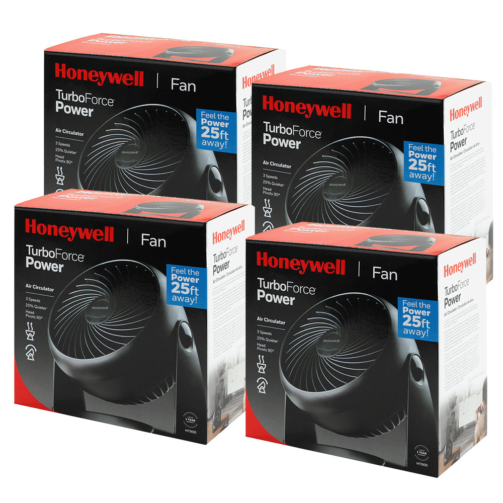 4 Pack Bundle of Honeywell TurboForce  Air Circulator Fan Black, HT-900