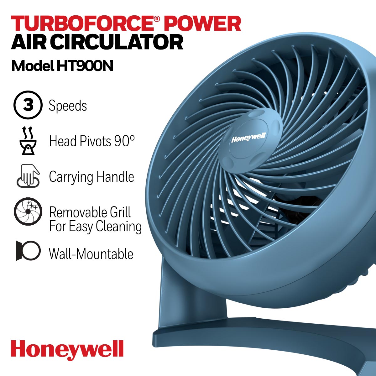 Honeywell TurboForce Power Air Circulator Fan - Marine Blue, HT900N