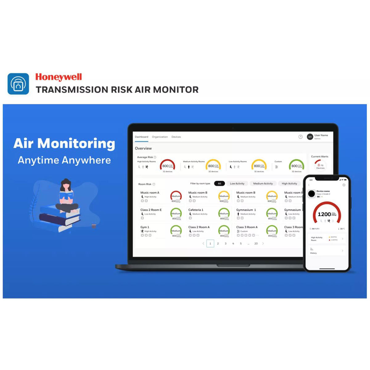 HONEYWELL Dispositivo medidor de calidad del aire, HTRAM-V1-W, detector CO2,  CONSULTAR PLAZOS