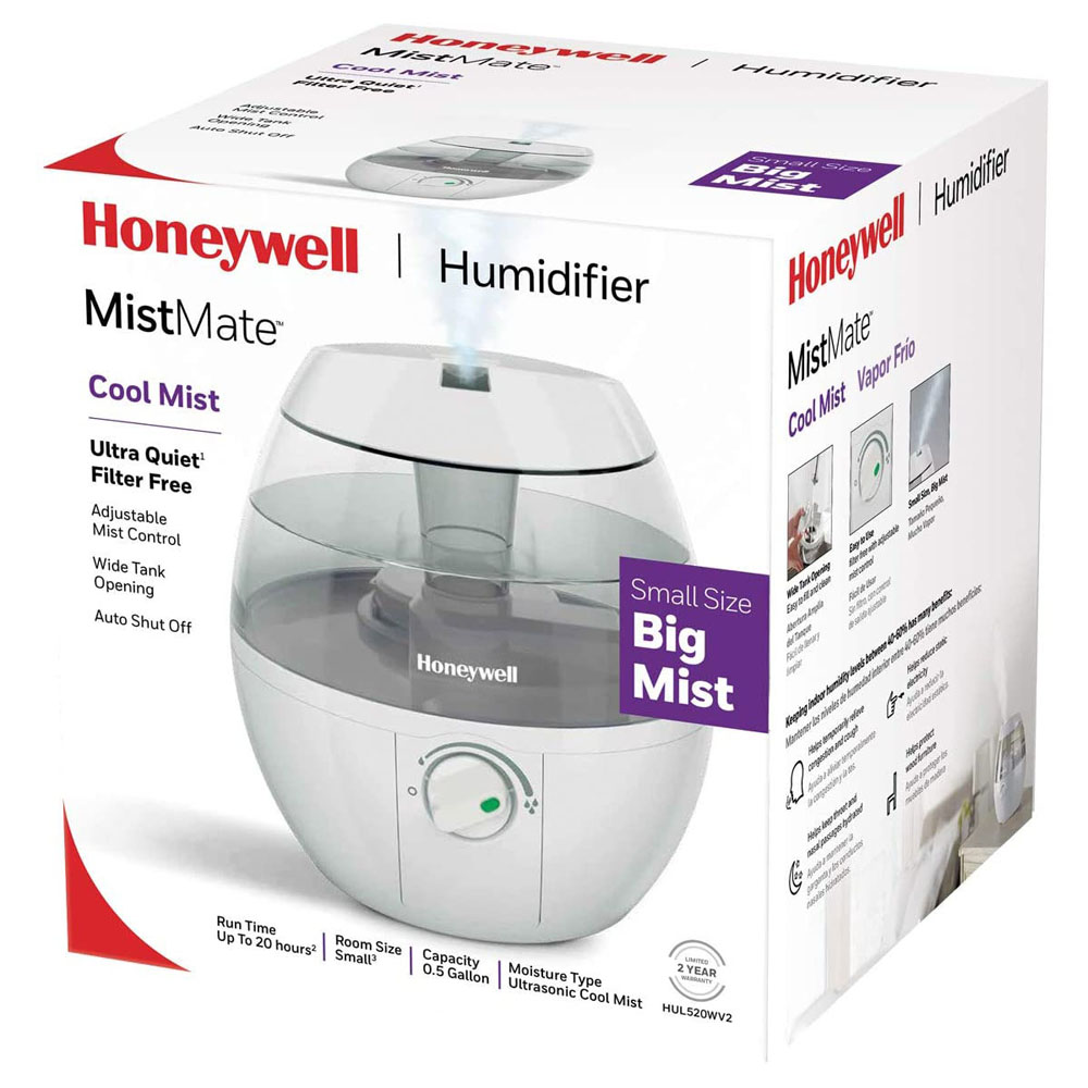 Honeywell Mini Mist Cool Mist Humidifier, Ultra Quiet, Filter Free,  1/2-Gallon Capacity