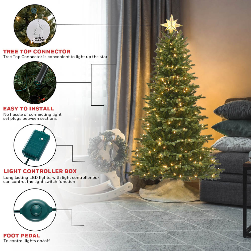 Honeywell 6.5 ft Churchill Pine Dual Color Pre-Lit Artificial Christmas ...