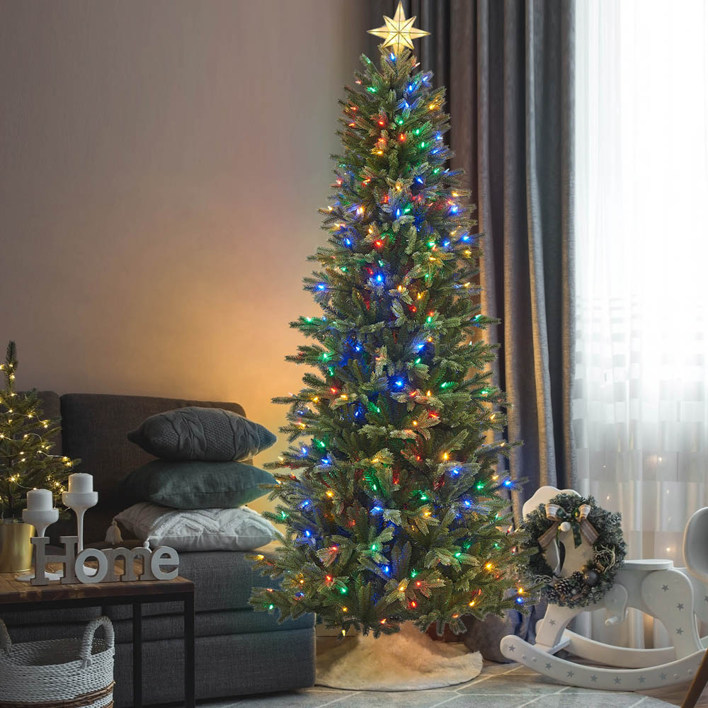 Honeywell 7.5 ft Slim Churchill Dual Color Pre-Lit Artificial Christmas ...