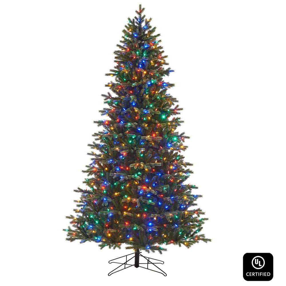 Honeywell 8 ft Pre Lit Christmas Tree, Churchill Pine Artificial Tree with 800 Dual Color Changing LED Lights