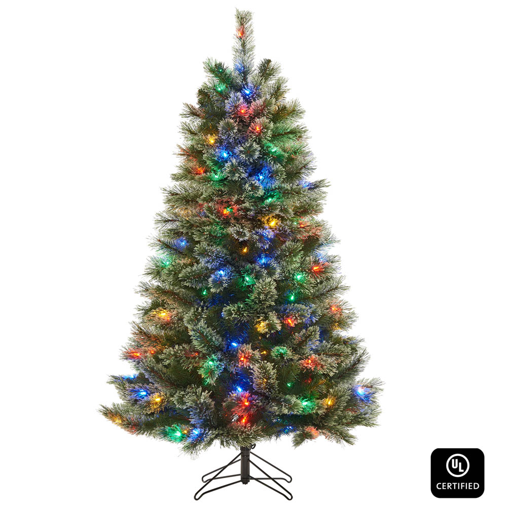 Honeywell 5 ft Pre Lit Christmas Tree, Frances Cashmere Artificial Tree with 200 Dual Color Changing LED Lights
