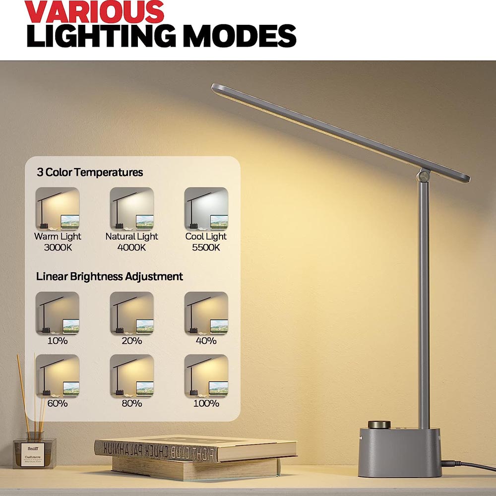 LED Desk Lamp 13, Office Table Lamp with USB Charging Port