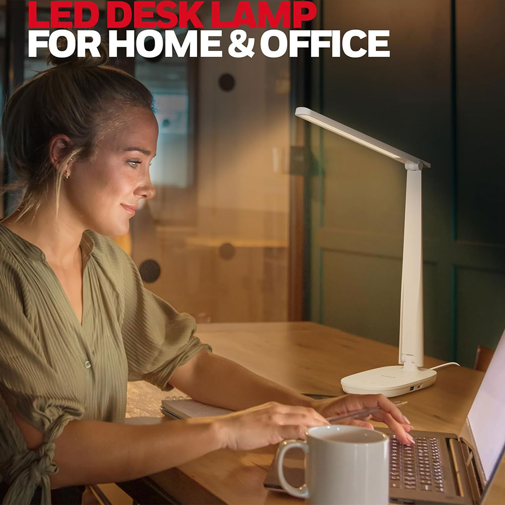 Honeywell Small LED Table Lamp with USB Charger and Eye Protection