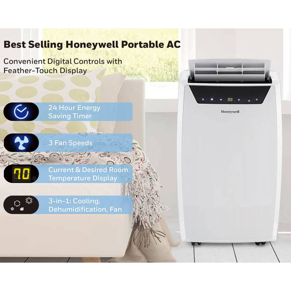 Honeywell Heat and Cool Portable Air Conditioner with Heating Pump, 14,000 BTU