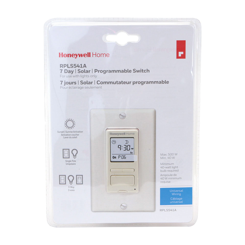 Honeywell Light Switch Timer for Lights or Motors RPLS541A, Almond