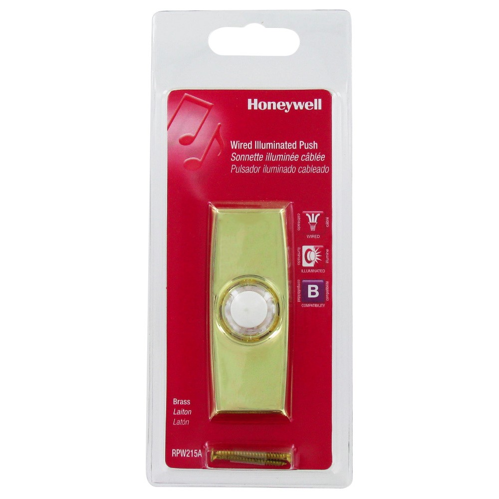 Honeywell Wired Illuminated Push Button for Door Chime, RPW215A1001/A