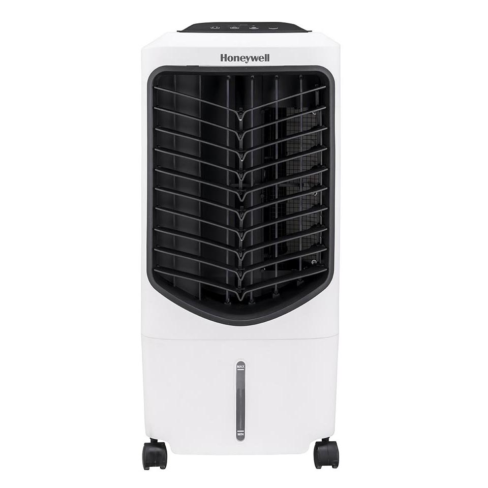 Honeywell TC09PEU Compact Evaporative Tower Air Cooler with Spot Fan and Humidifier, 200 CFM - 2.4 Gallon Tank, White
