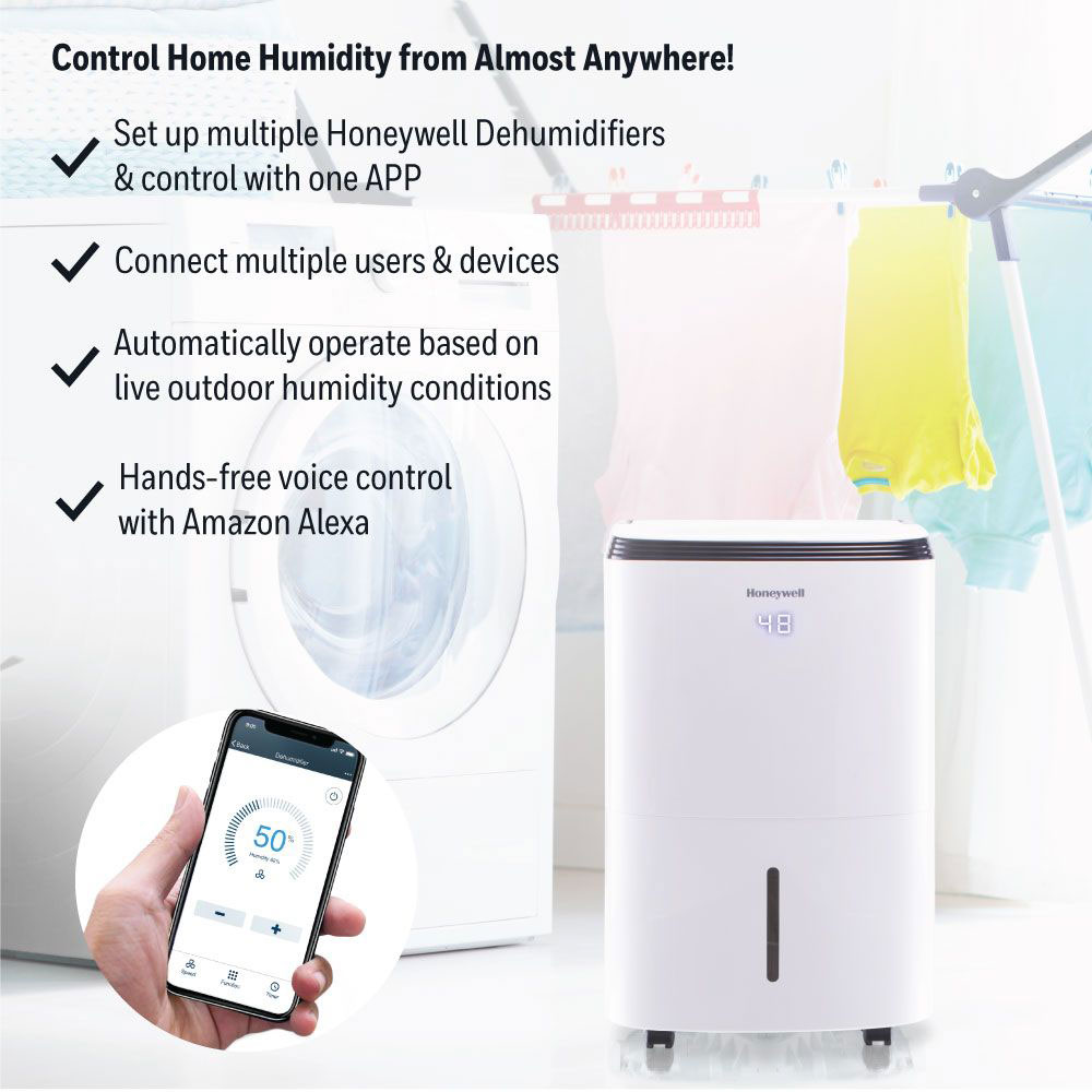 Honeywell Smart Wifi Enabled Dehumidifier and Alexa Control, 50